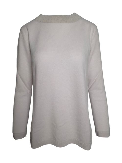 maglia donna perla con collo a cratere La fileria | 57290-12857047